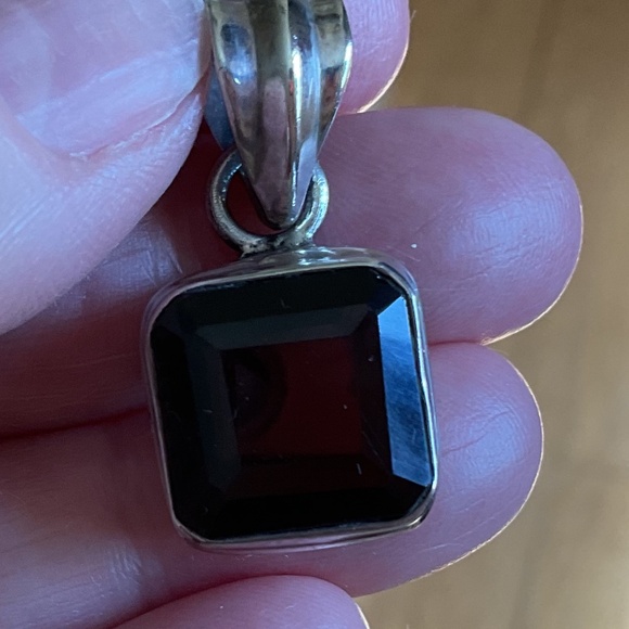 NWOT Sterling Silver 925 Smoky Topaz Square Pendant - Picture 7 of 7